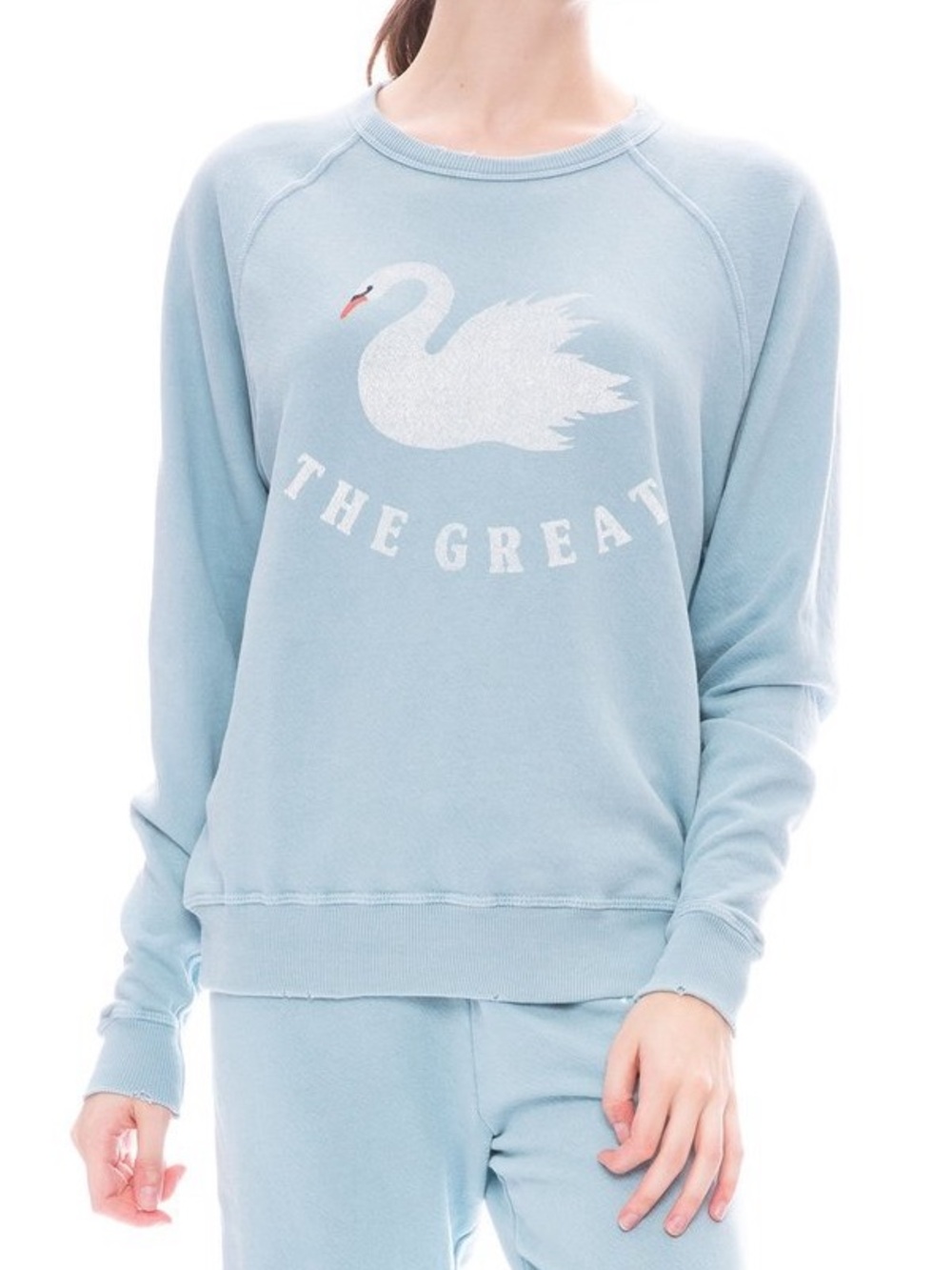 THE GREAT. Pastel Blue Crewneck Sweatshirt